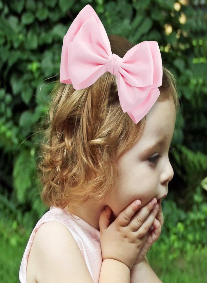 ZOLYCO Large Big 6 Inch Hair Bows for Girls Thick Ribbon Boutique Alligator Clips Hair Accessories for Baby Girls Toddlers Kids Teens 2 PCS (Pink) - Image 2